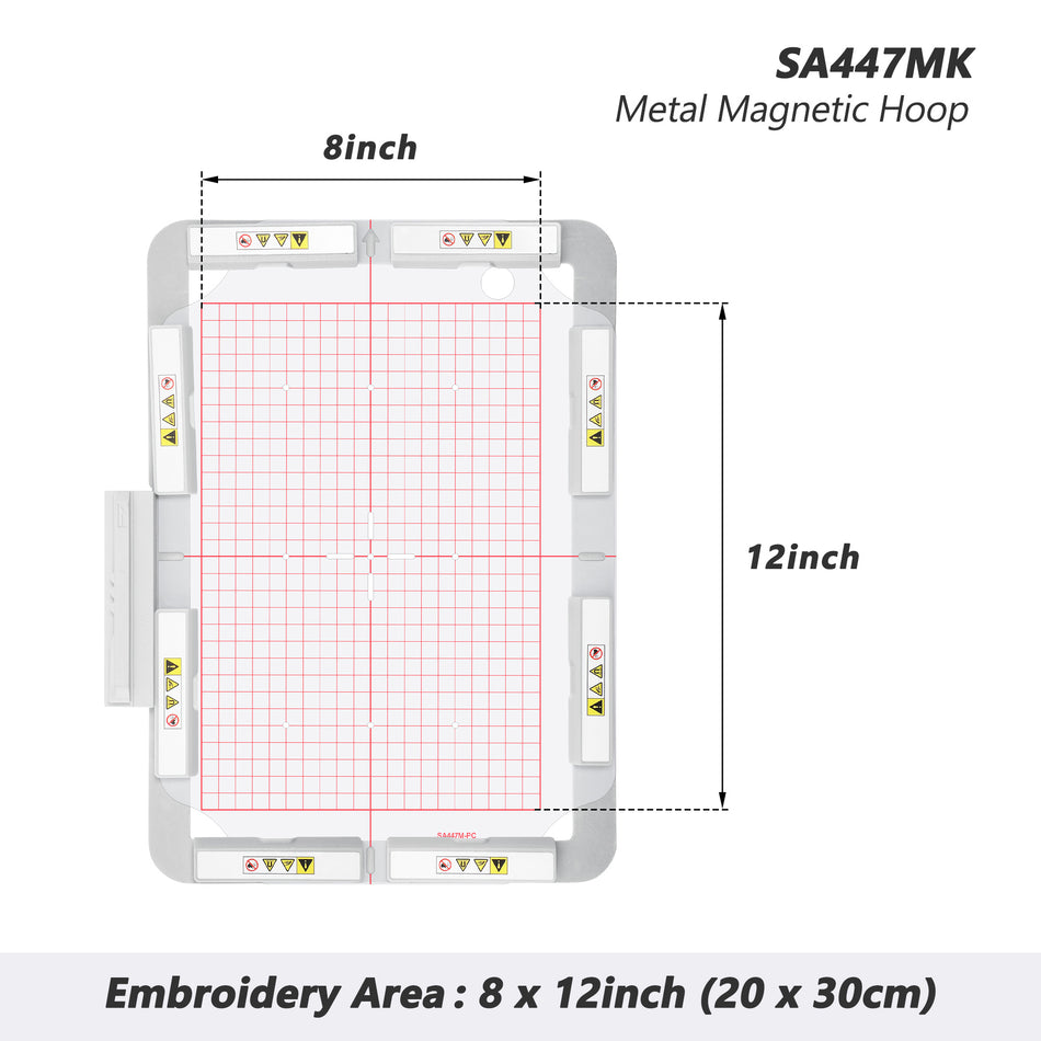 Magnetic Embroidery Hoop (Long-bar Magnets) for Brother Innovis Quattro 6700D VM6200D etc. Babylock Solaris Destiny Embroidery Machine