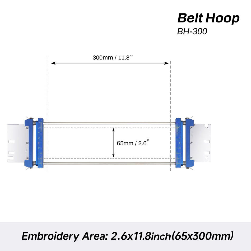 Metal Belt Embroidery Hoop for Smartstitch Embroidery Machine | Metal Frame 65x300mm, Ideal for Karate Belts, Pet Collars, Name Tapes, Sashes etc.