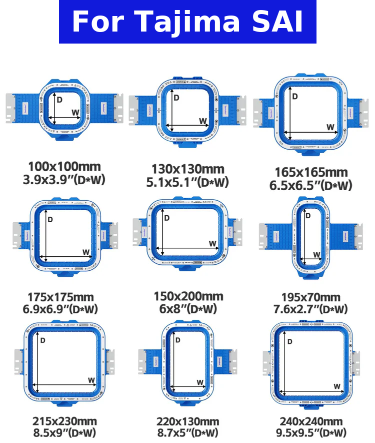 Magnetic Embroidery Hoops for Tajima SAI Embroidery Machine Model