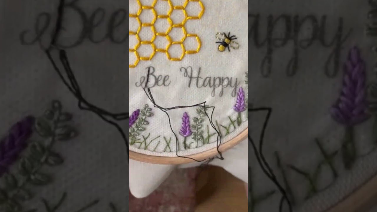 bee happy embroidery design