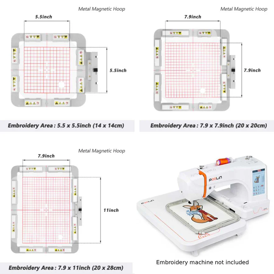 Magnetic Embroidery Hoops for Poolin EOC06 EOC06RE Embroidery Machine