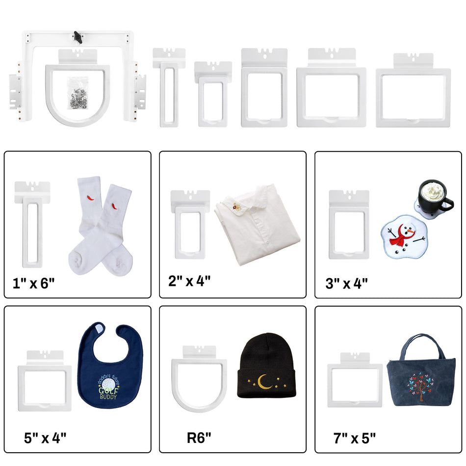 6in1 Magnetic Embroidery Hoops | Sock Hoop, Pocket Hoop for HappyJapan Embroidery Machines