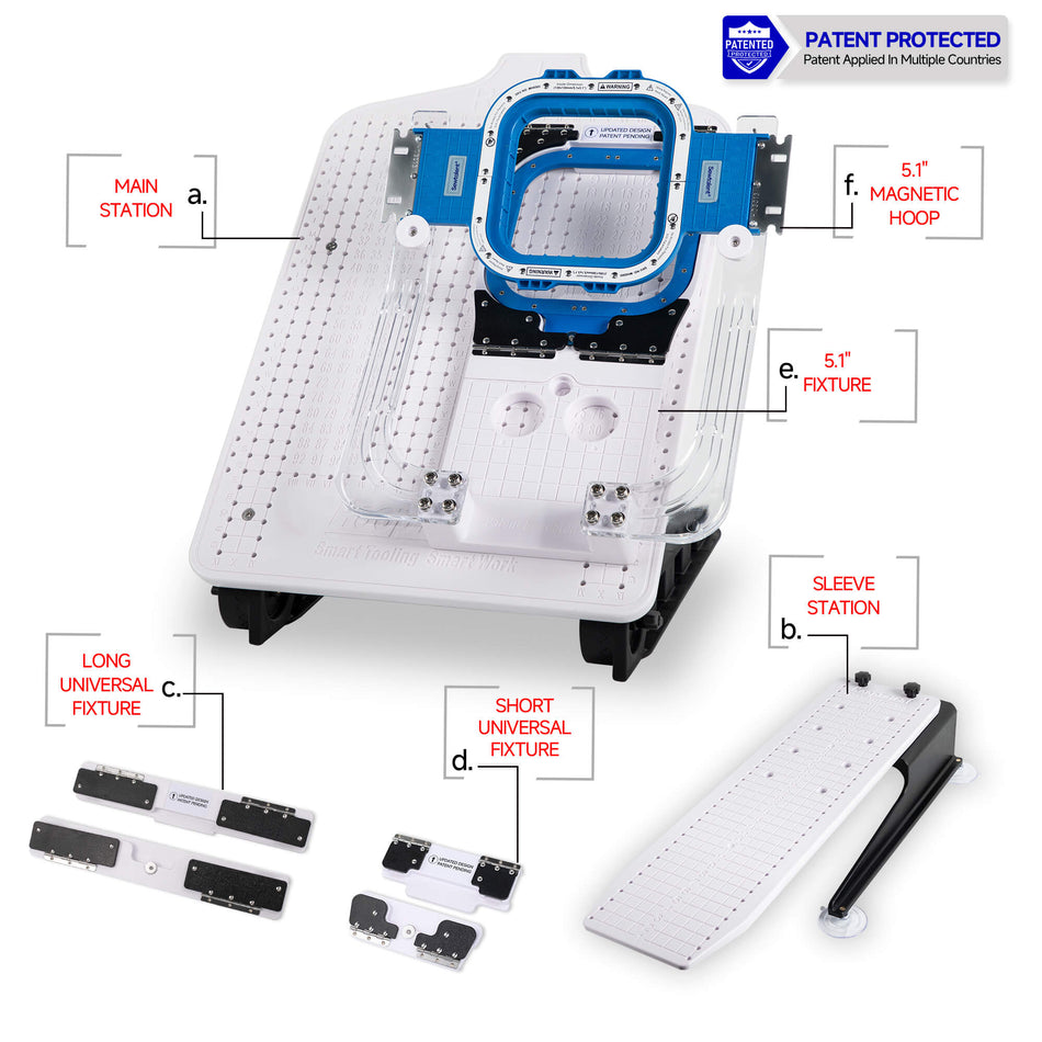 Kit de station de cerclage avec cadre magnétique 5.1"x5.1" pour machines à broder commerciales et industrielles XT Pro