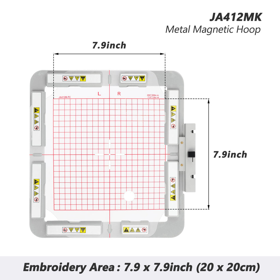 Magnetic Hoop Set for Janome Memory Craft MC500E, MC400E, MC550E, and Elna eXpressive 830, Metal Magnet Embroidery Machine Sash Frames（Square magnet block）