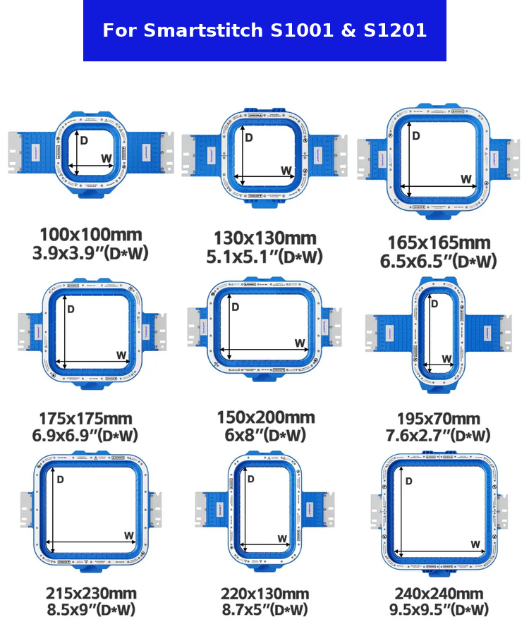 Magnetic Embroidery Hoops for Smartstitch S1001 S1201 Embroidery Machine Model Only