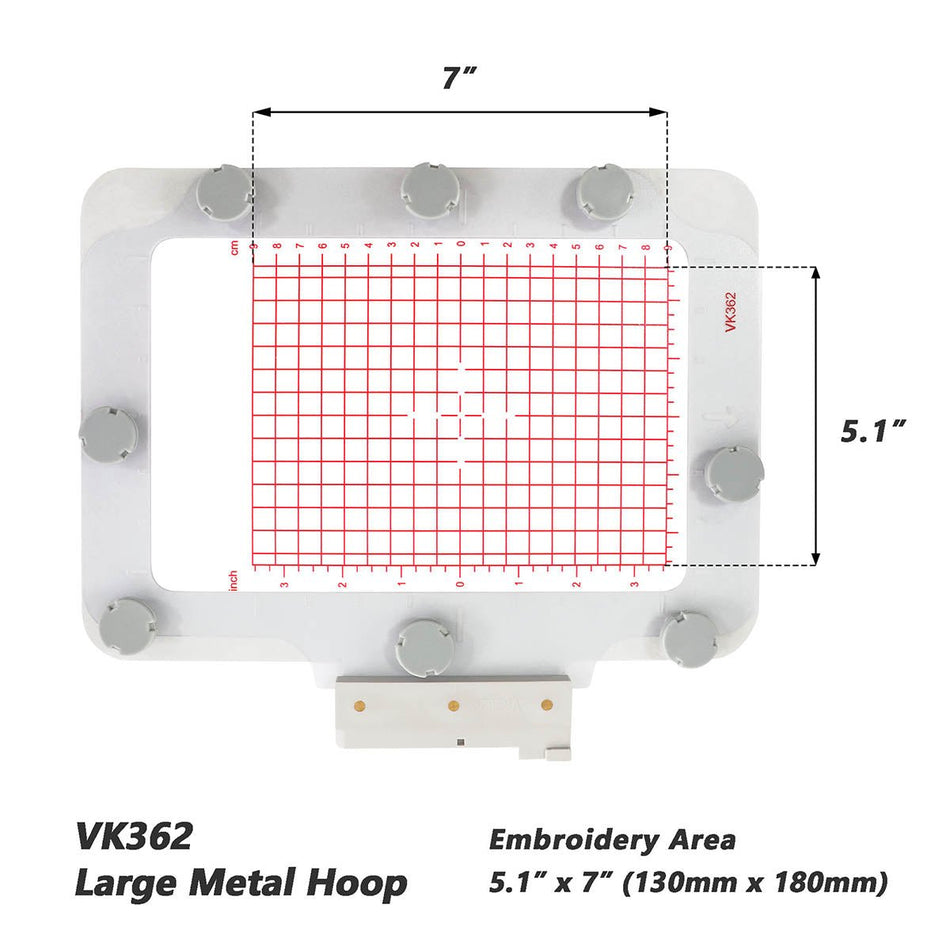 Magnetic Hoop for Husqvarna Deluxe Ruby Royale Topaz Pfaff Creative Sensation Vision, Metal Magnet Embroidery Machine Sash Frame (5.1x7"-VK362)